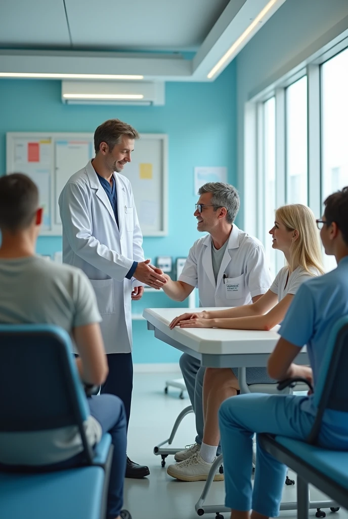 Doctor giveing Physiotherapy treatment to patients