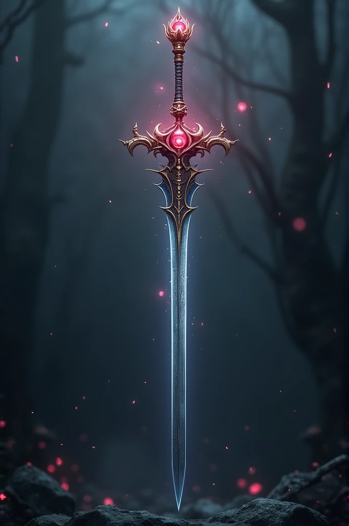 Draw a weapon with a thin sword in the shape of a thorny rose or a magic wand with the tip of which is in the shape of a blooming rose