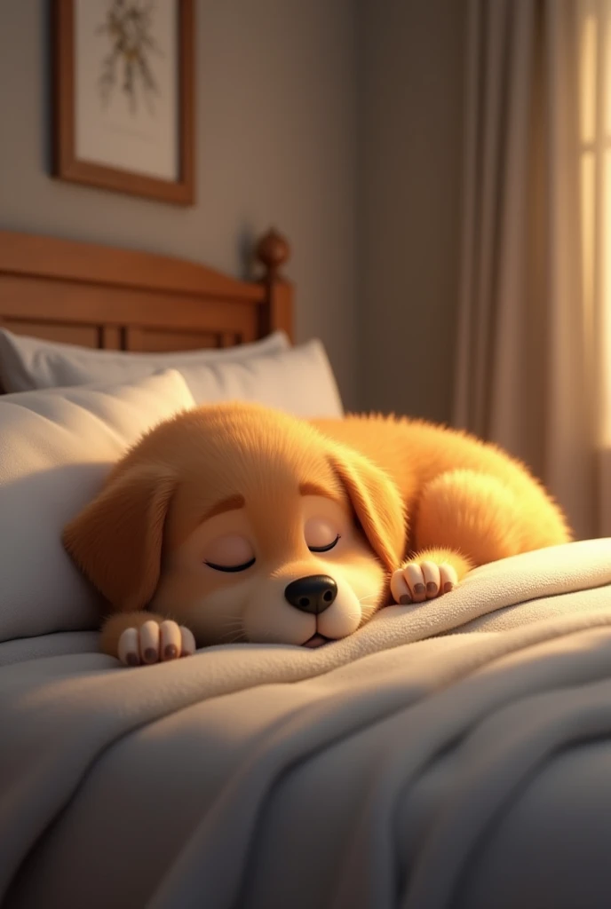 Max the dog sleeping peacefully in his bed]**