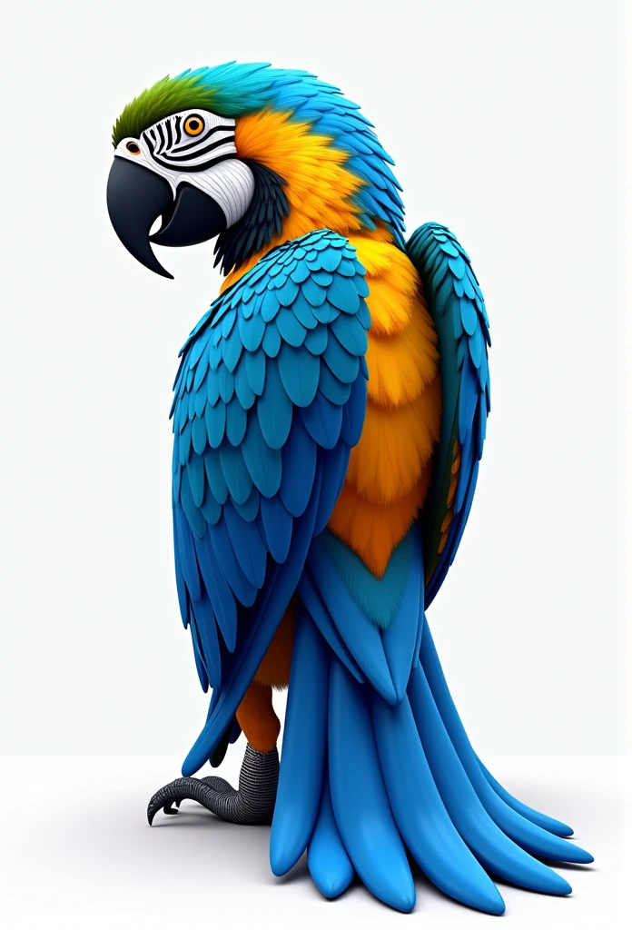 Blue Arara, big fit ass, realisitic, 3d, 8k, Adobe Illustrator, stark, bright coloured, thin-lines.