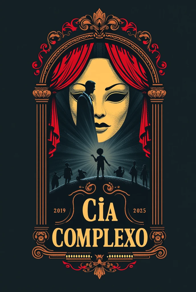 Create a logo for a THEATRE company called “Cia complexo”, with theatrical elements