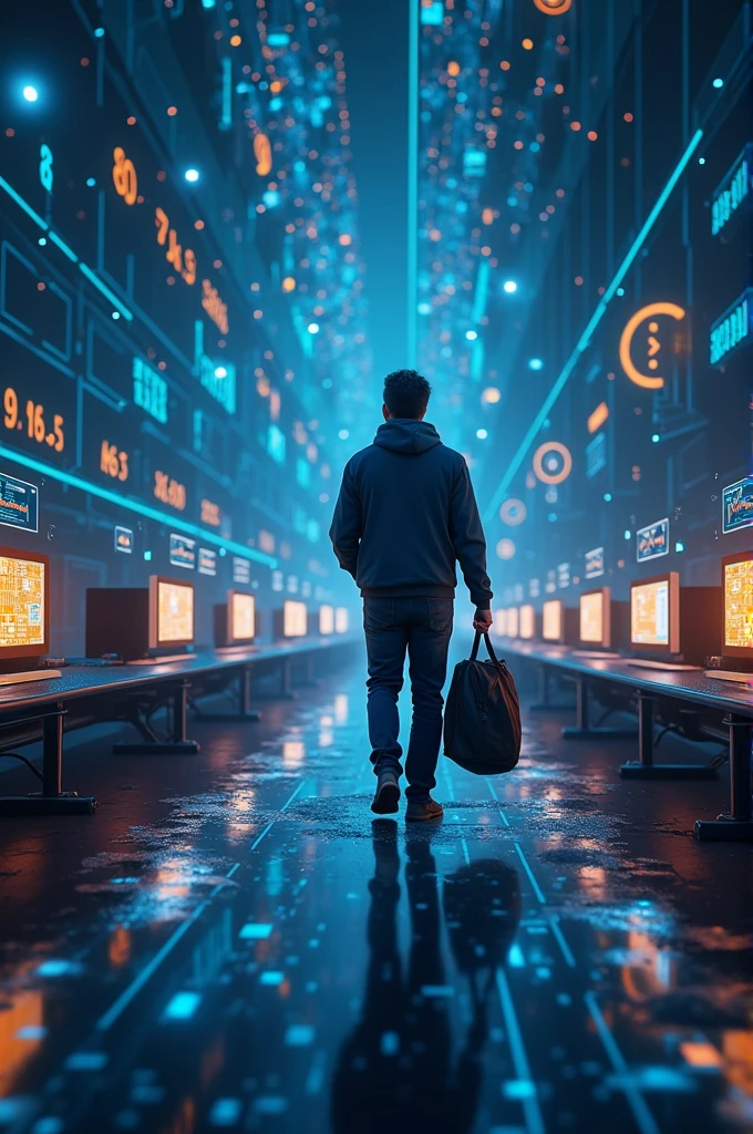 The path begins with mining digital coins, progresses through trading on exchange platforms, and ends with purchasing goods from online stores.