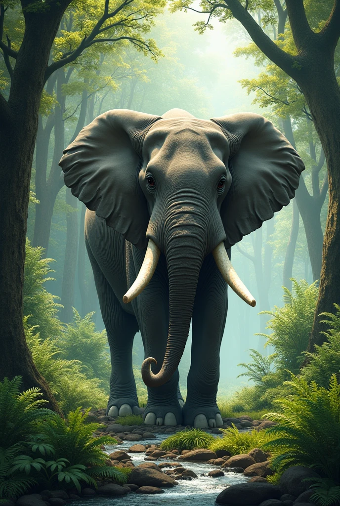Elephant in forest, beautiful animal