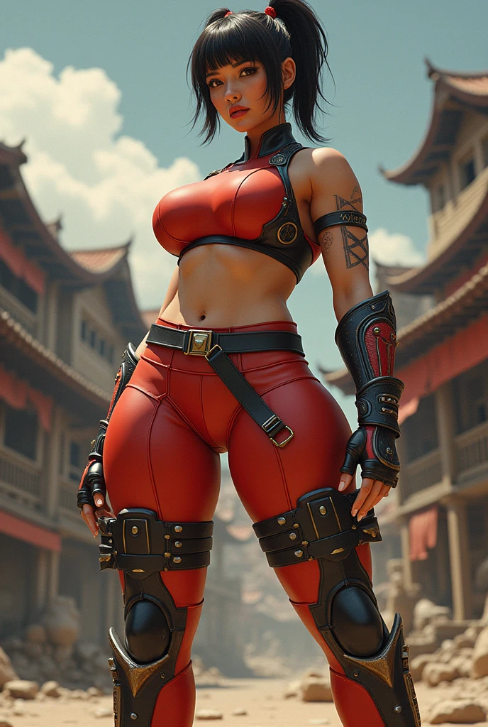 location, Very short hair fit Woman wearing armor chun li cosplay, Womanly, impossibly small tiny waist abs waistline, circumference of lower extremities far exceeds 80 inches hips, she has massively immense hip measurements, with the worlds largest buttocks, location random, intense detail, bold leggings, hyper realistic, A bottom-heavy, superior body part, voluptuous lower body, feminine figure, portraits, Reductionist form, mujercore, bold lines, in the style of Mike Campau, Iris Van Herpen, Howard Schatz, Russian-Western, an Inferior Physical Goddess