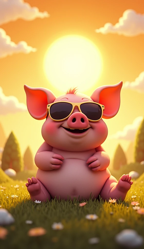 Take a picture of a sun with a pig 'dude