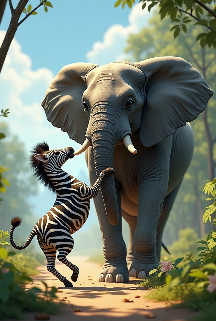 Zrbra dance with elephant