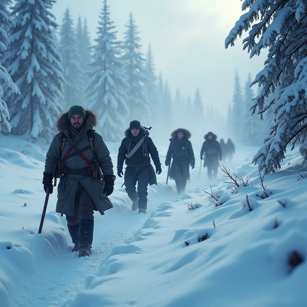 (Snow Scenery), movie roles embark on adventure across landscapes painted in shades, uncovering mysteries hidden beneath the surface. Beautiful cinematic lighting, surreal, color graded, dynamic movement, captivating chiaroscuro. Beautiful cinematic lighting, surreal, color graded, dynamic movement, captivating chiaroscuro, (special effects:0.1), full body, award-winning, cinematic still, emotional, vignette, dynamic, vivid, (masterpiece, best quality, photorealistic, Professional, perfect composition, very aesthetic, absurdres, ultra-detailed, intricate details:1.3)