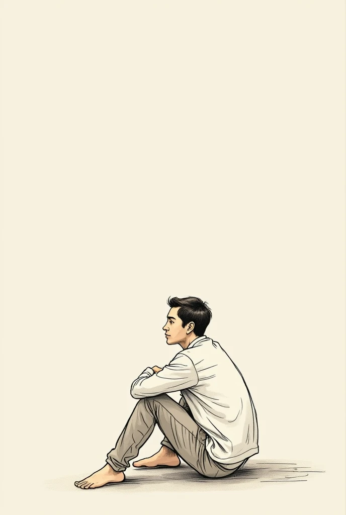 A person sitting thinking in sketch drawing style and easy man