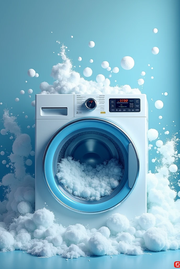 Laundry background with washing machine washing bubbles back ground for Instagram story with writing space