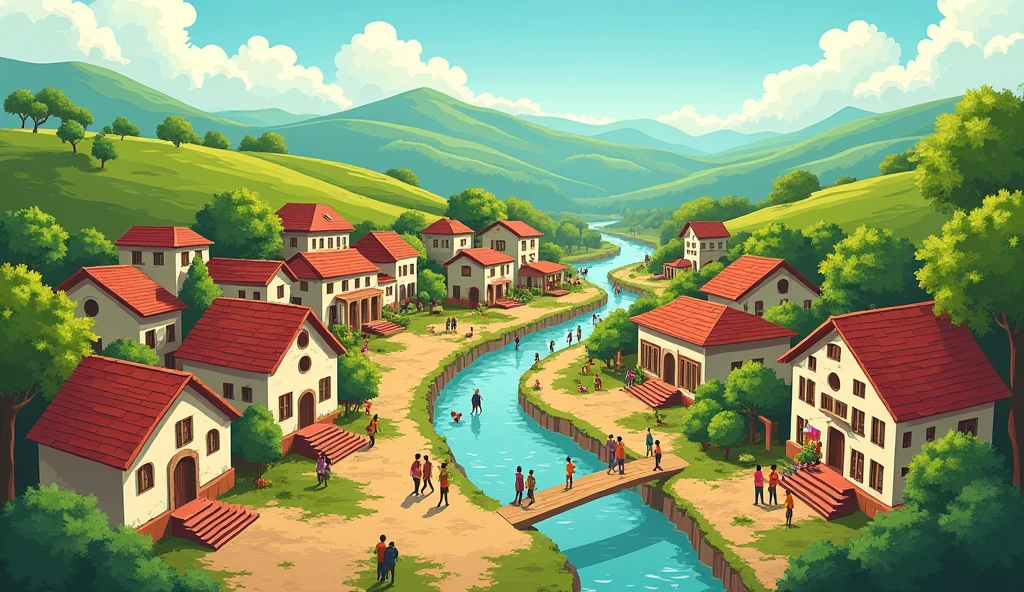 The story of Sarovarpur village is now seen as an inspiration throughout the region. The projects and institutions established in the village are still active today Cartoon Image