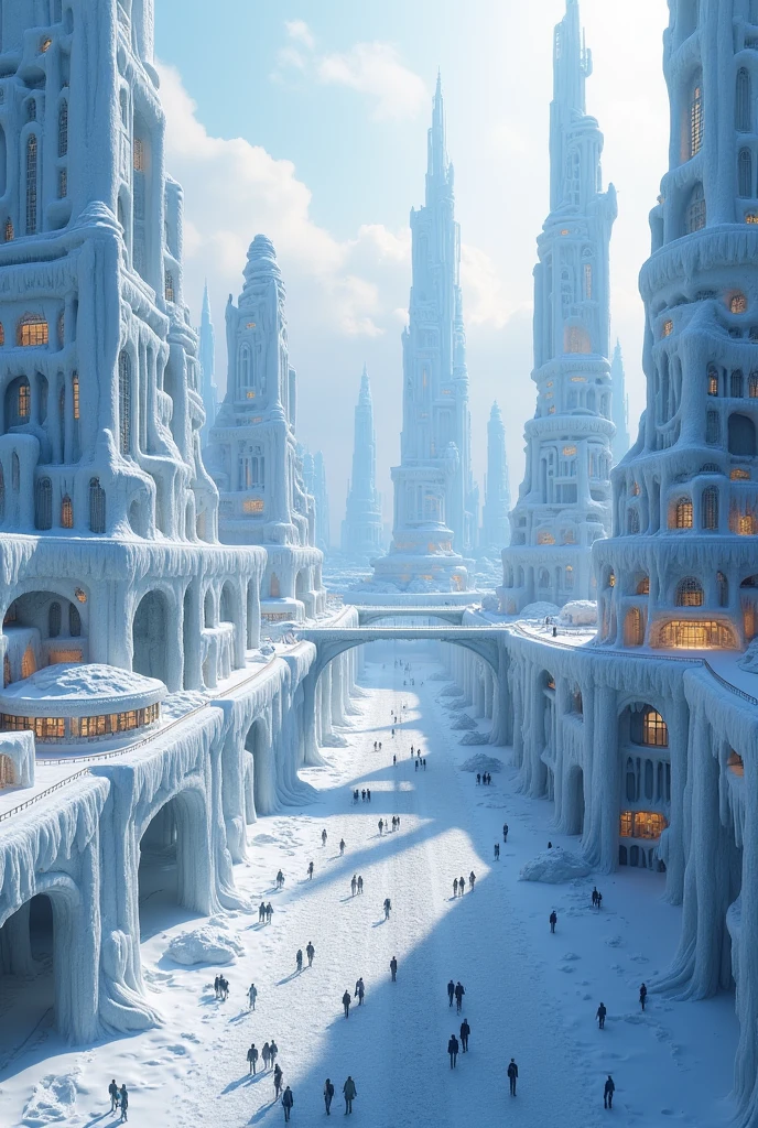 Modern city, The entire city is a snow sculpture