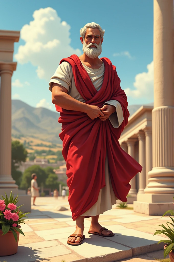 The philosopher Plato in full body but animated 