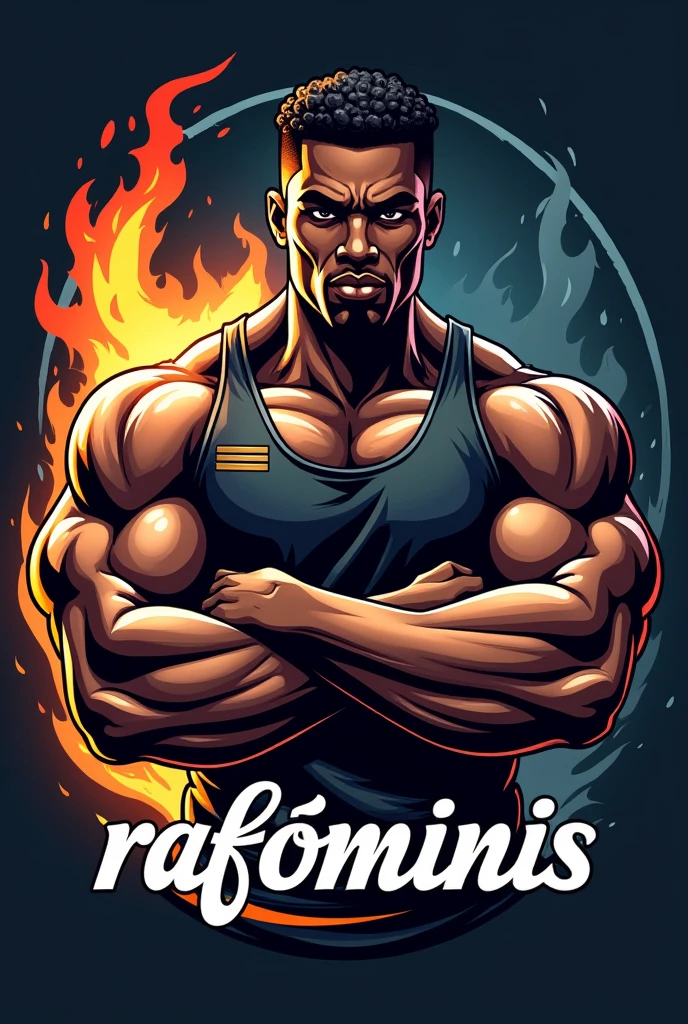 Logo with muscular arm of black man with Hotwheels theme written with tilde accent Rafãominis 