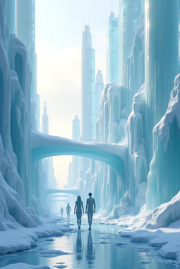 Modern city, The entire city is made of ice sculptures