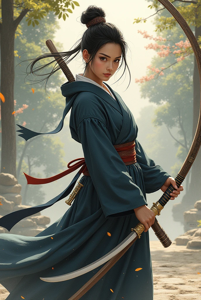 Generate me the image of the Japanese weapon called naginata