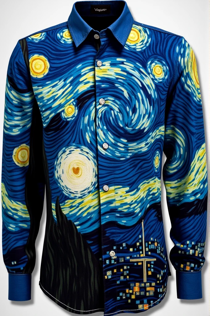 create an interclass shirt inspired by the spirals in Van Gogh&#39;s painting The Starry Night 