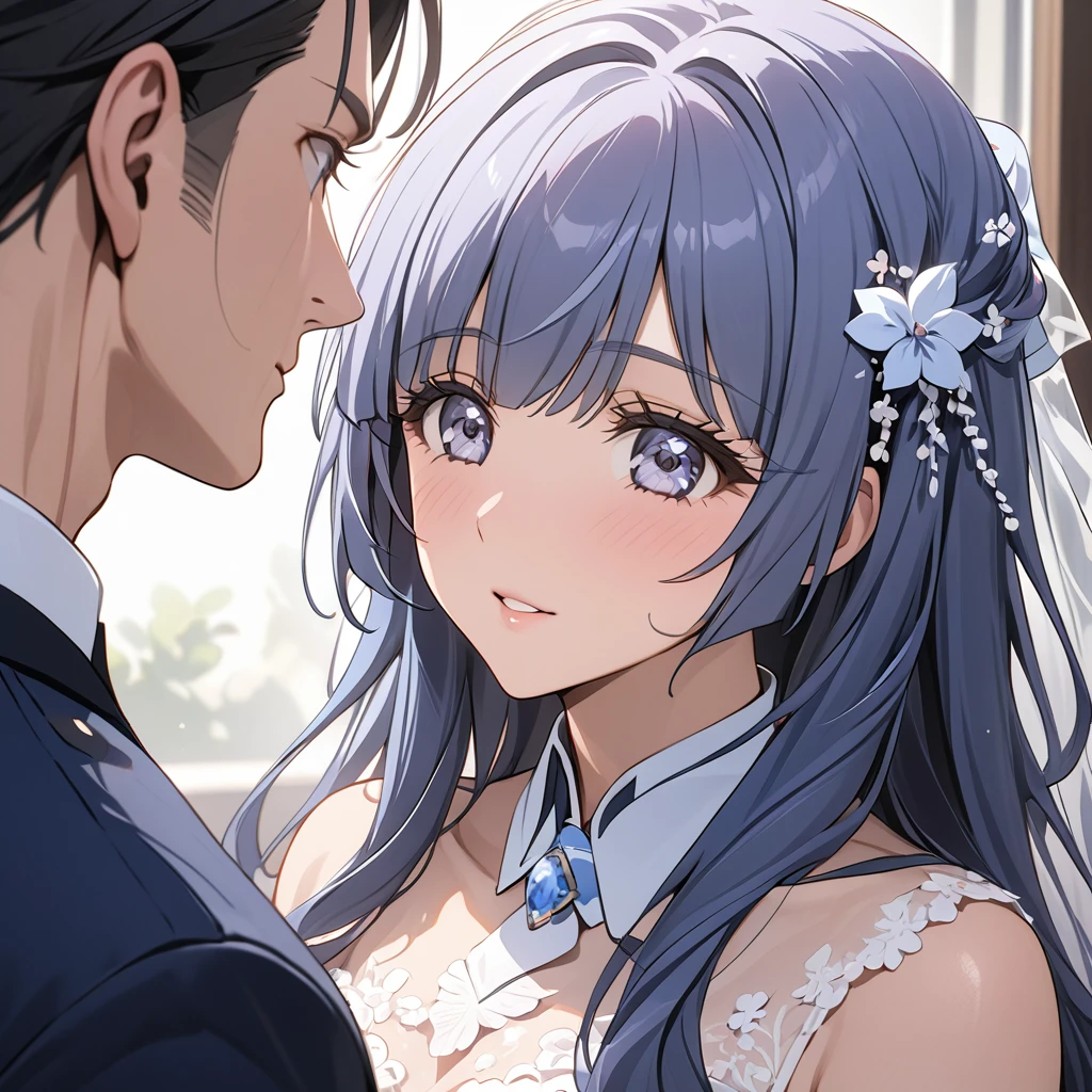 ((Highest quality)), ((masterpiece)), (detailed), (Perfect Face)、The woman is Reika Aoki, an American woman with medium-long hair.、The woman is getting married to an American man in America.