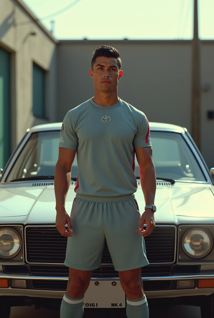 Cristiano Ronaldo outside a Toyota mk4