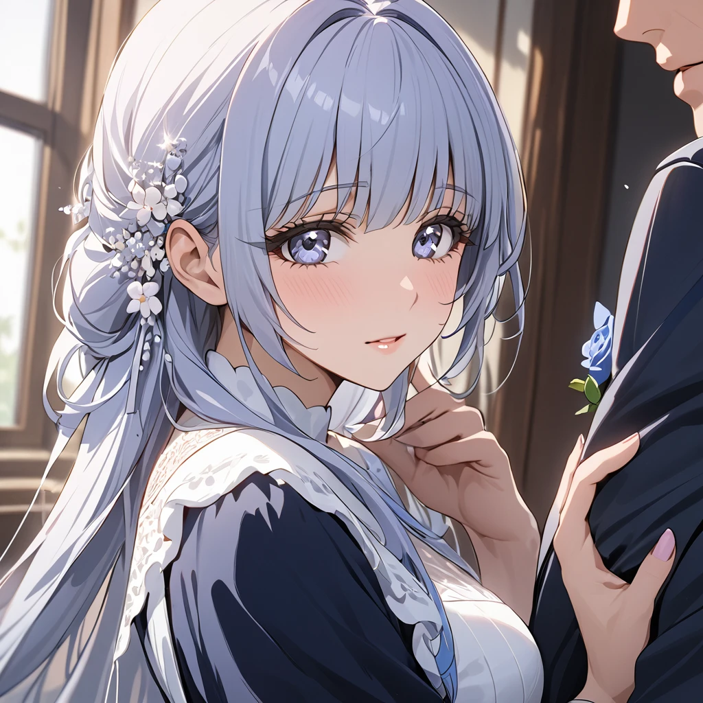 ((Highest quality)), ((masterpiece)), (detailed), (Perfect Face)、The woman is Reika Aoki, a Russian woman with semi-long hair.、The woman is getting married to a Russian man in Russia.
