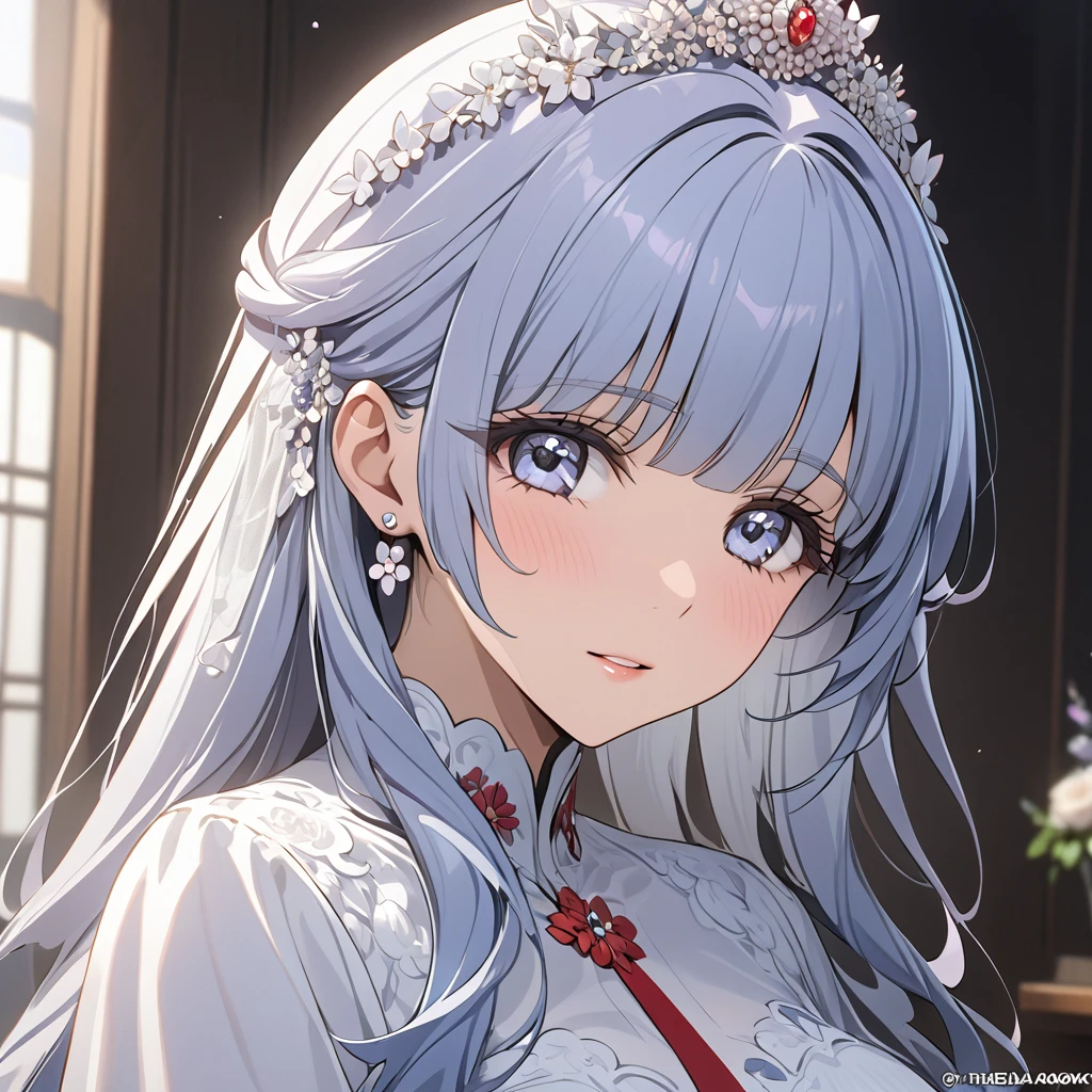 ((Highest quality)), ((masterpiece)), (detailed), (Perfect Face)、The woman is Reika Aoki, a Russian woman with semi-long hair.、The woman is getting married to a Russian man in Russia.