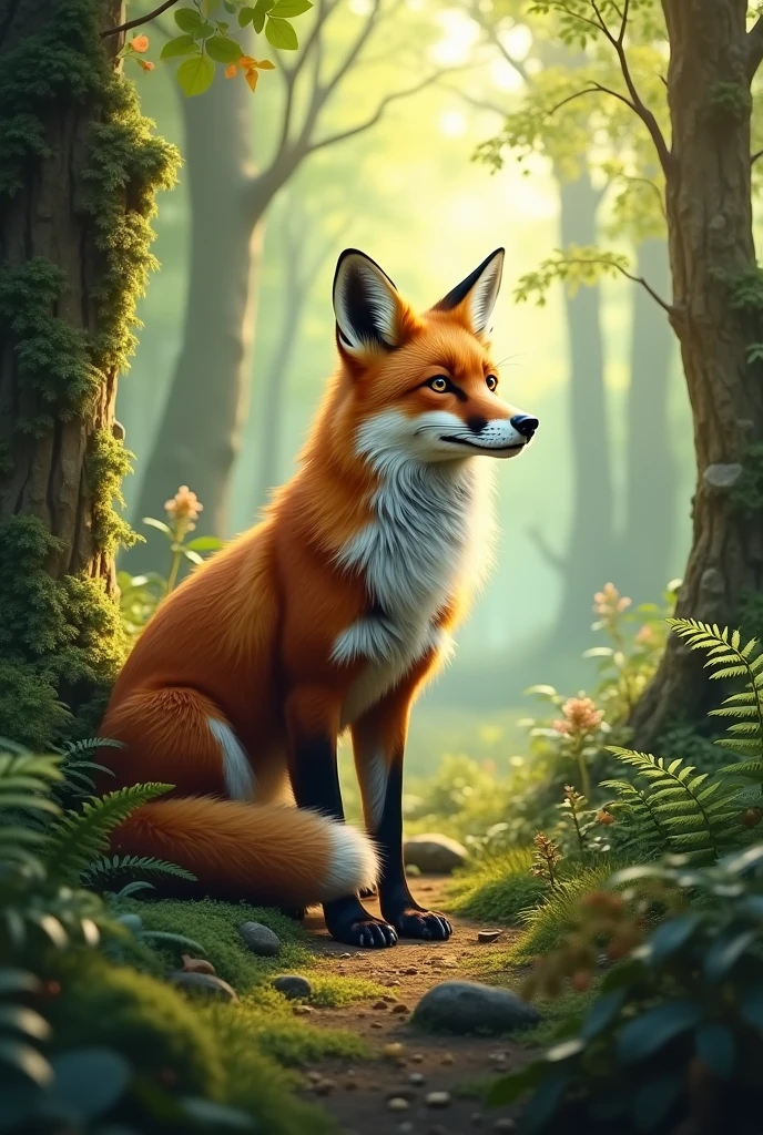 Fox in forest, beautiful animal 