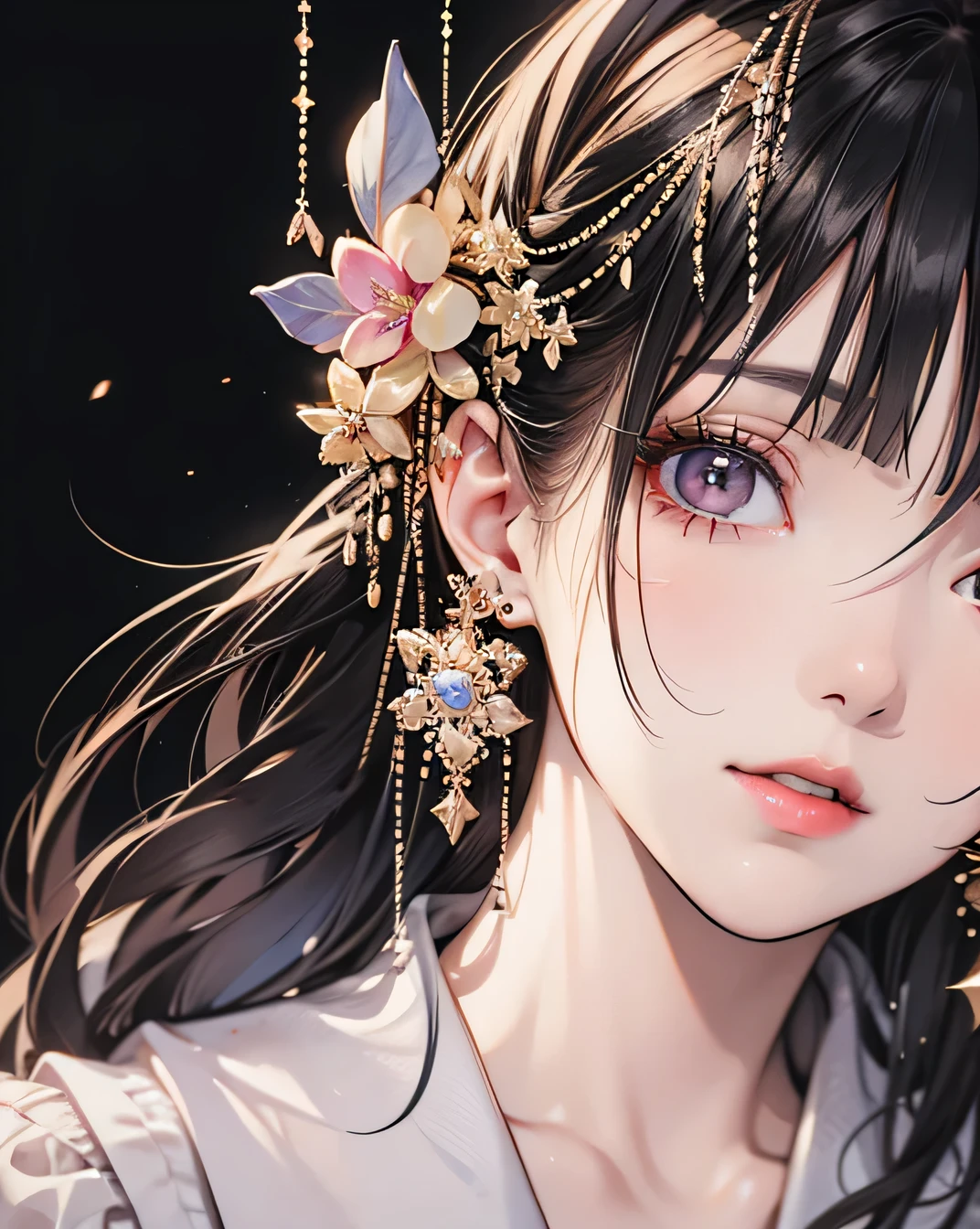 (Beautifully detailed face), (Beautiful attention to detail), Beautiful woman, Beautiful lips with lipstick, Beautiful womanの顔, The finer details, high quality, high quality , Vivid and True Colors ,