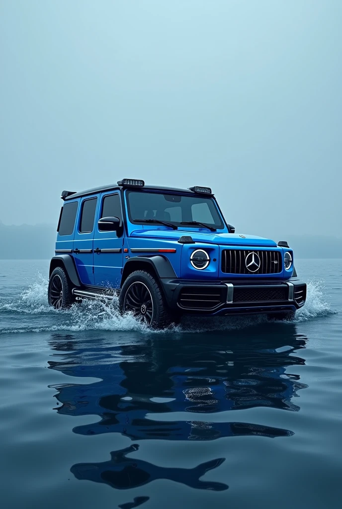 Blue g wagon in water