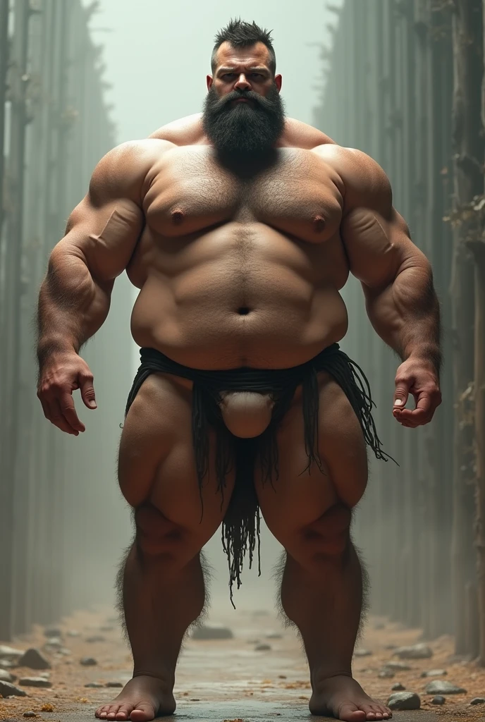 Muscular, buff, big naked man, with giant penis, massive