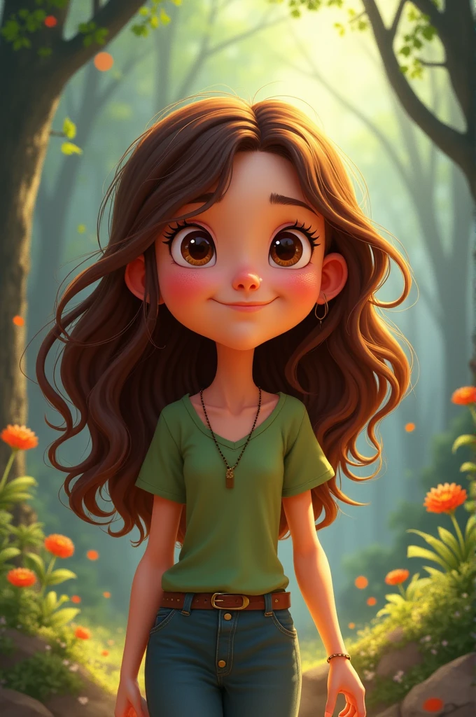 A brown-haired girl who looks like Willow from The Owl House and has the same animation style.