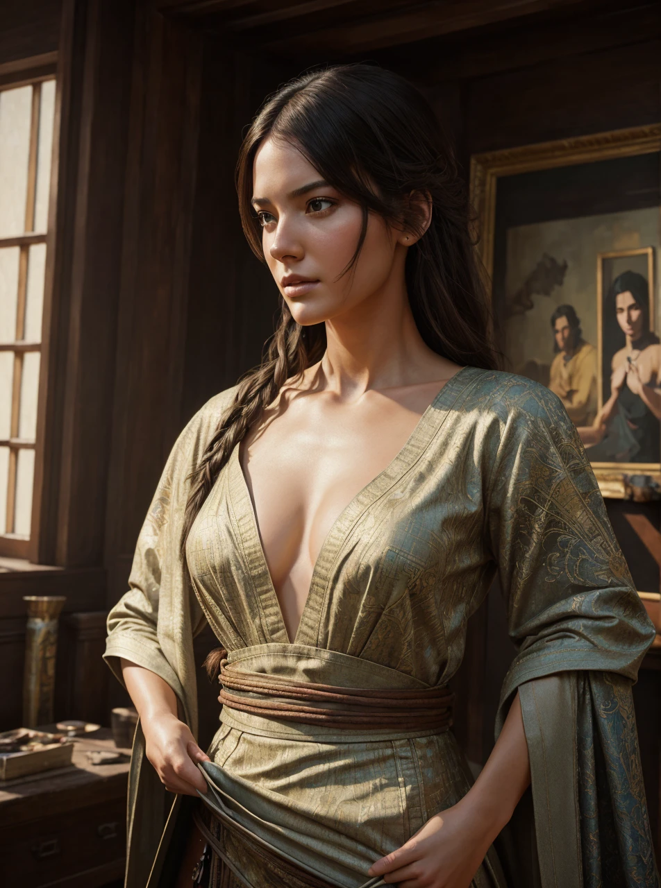 modelshoot style, (extremely detailed CG unity 8k wallpaper), full shot body photo of the most beautiful artwork in the world, medieval armor, professional majestic oil painting by Ed Blinkey, Atey Ghailan, Studio Ghibli, by Jeremy Mann, Greg Manchess, Antonio Moro, trending on ArtStation, trending on CGSociety, Intricate, High Detail, Sharp focus, dramatic, photorealistic painting art by midjourney and greg rutkowski