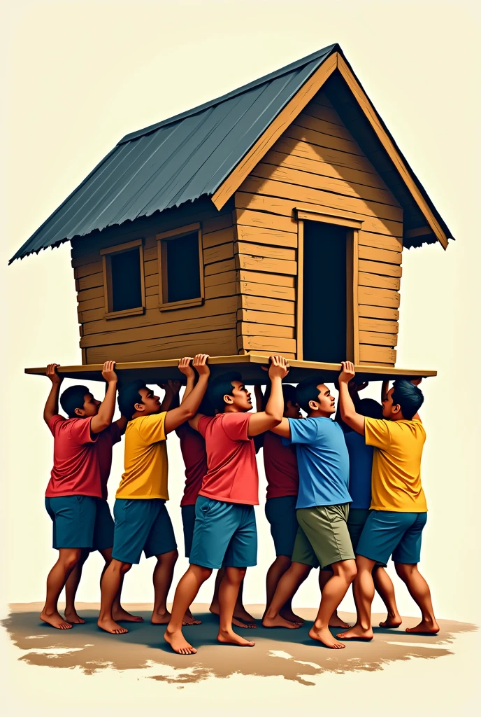 
1. **Theme**: Depict the traditional Filipino value of community and cooperation, known as "Bayanihan," where neighbors help each other, often illustrated by a group carrying a house together.

2. **Elements**:
   - **Line**: Use lines to create movement in your drawing, showing the dynamic action of people working together.
   - **Color**: Incorporate vibrant colors that represent the Filipino culture, such as the colors of the Philippine flag (blue, red, yellow) and other bright hues found in traditional clothing.
   - **Shape**: Utilize various shapes to represent the figures of the people, the house, and the environment.

3. **Principles**:
   - **Balance**: Achieve balance by evenly distributing the figures and elements in the artwork, creating a harmonious composition.
   - **Contrast**: Use contrast between the bright colors of the clothing and the more subdued colors of the environment to draw attention to the figures and emphasize the action.
Make it simple 

