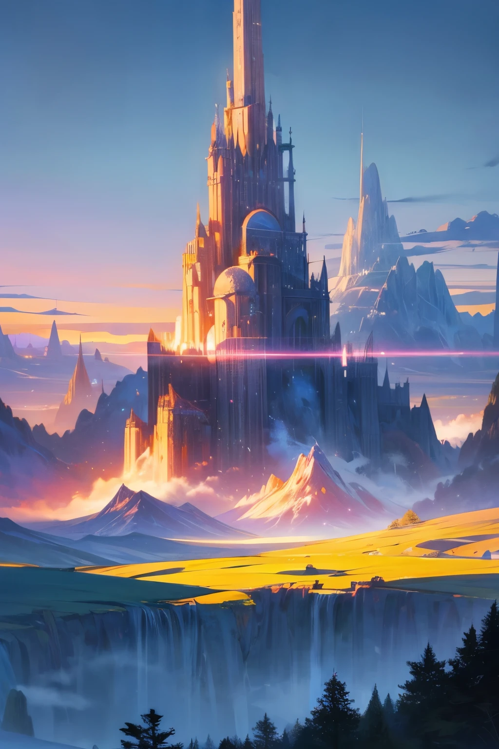 Best Quality, masterpiece, Beautiful wild nature fantasy landscape with bright light