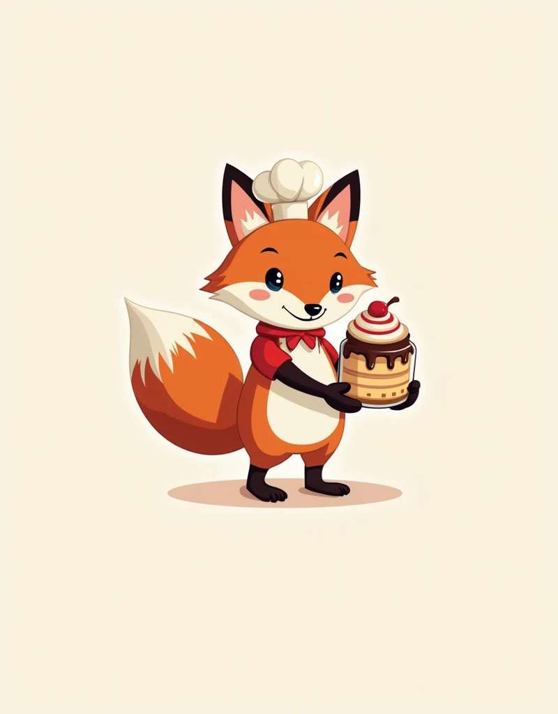 logo, Brand Name, fox with chef&#39;s hat, holding cake in jar, creative