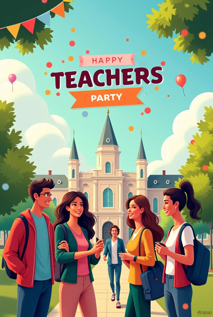 Create a a beautiful poster for bca department freshers party with teacher day