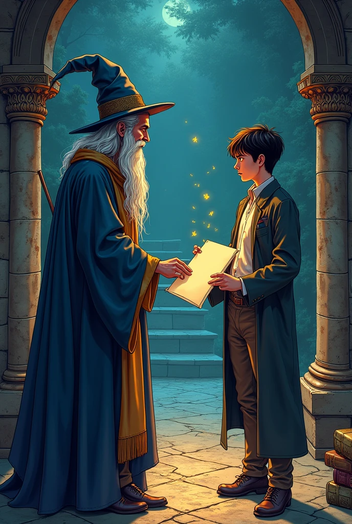 The magician hands him the letter and tells him to go to Eldrador, That the letter contains instructions on what Asher should do when he gets there and he should open it there and apart from that he gives me another letter for him.
manga style drawing