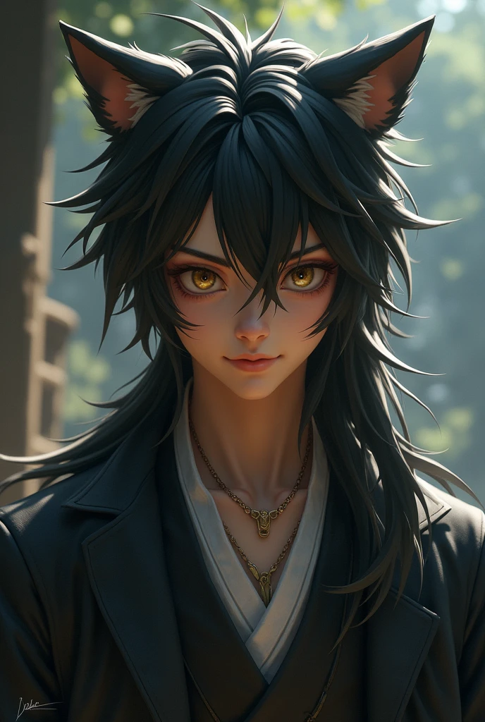 Boy Thai wolf cut long hair Rich realistic Boy titan art
