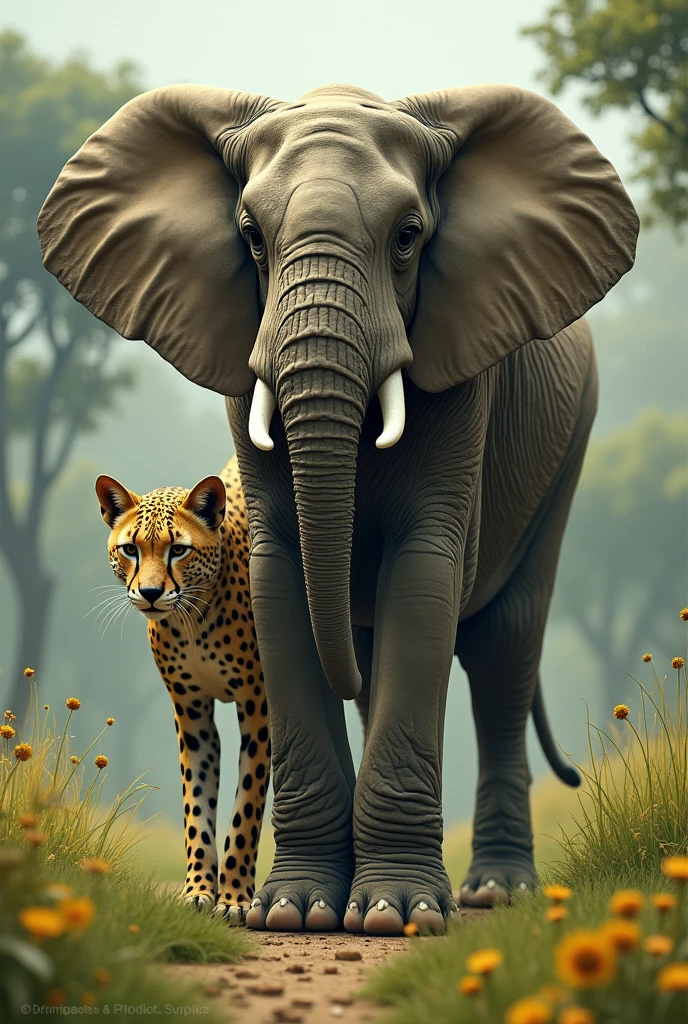 Elephant mix in cheetah