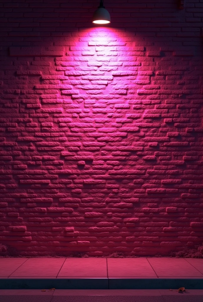 Pink brick wall illuminated by headlights