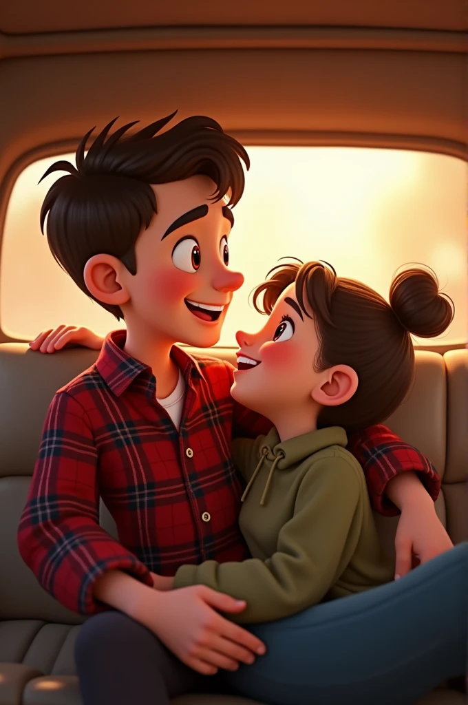 Boy and girl kiss