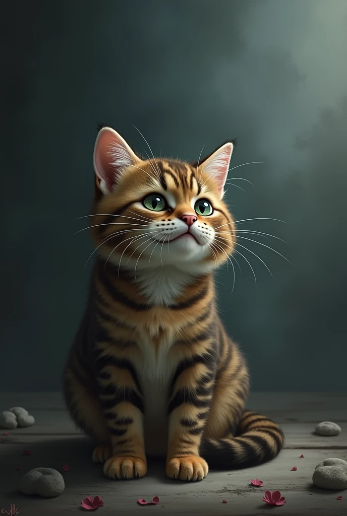 Sad cat on the verge of crying