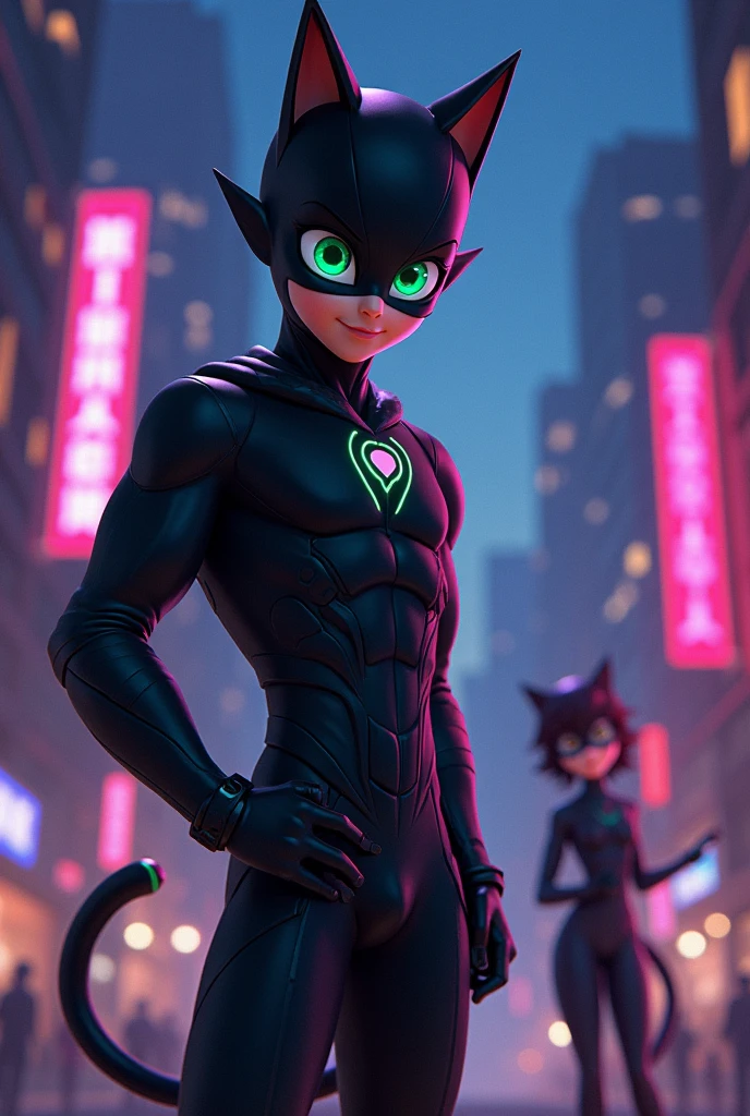 create the character cat noir saying "OK, be my woman" 