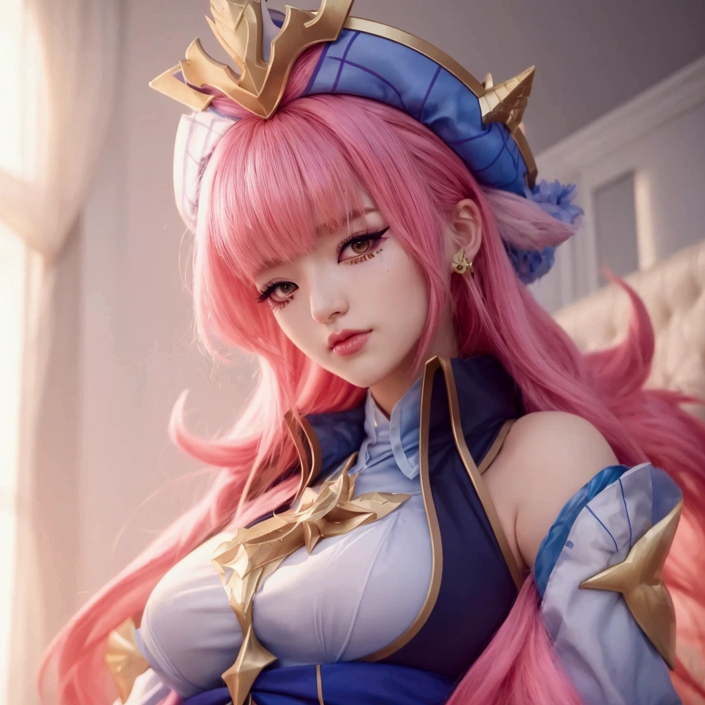 a close up of a woman with a pink hair and a crown, extremely detailed artgerm, portrait knights of zodiac girl, ig model | artgerm, artgerm lau, kda, portrait of ahri, seraphine ahri kda, ashe, ! dream artgerm, style artgerm, ahri, yun ling