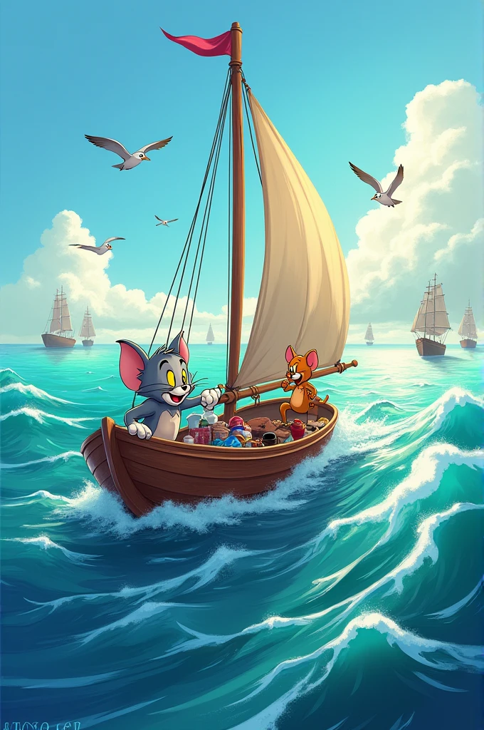 Tom and Jerry sailing the seas