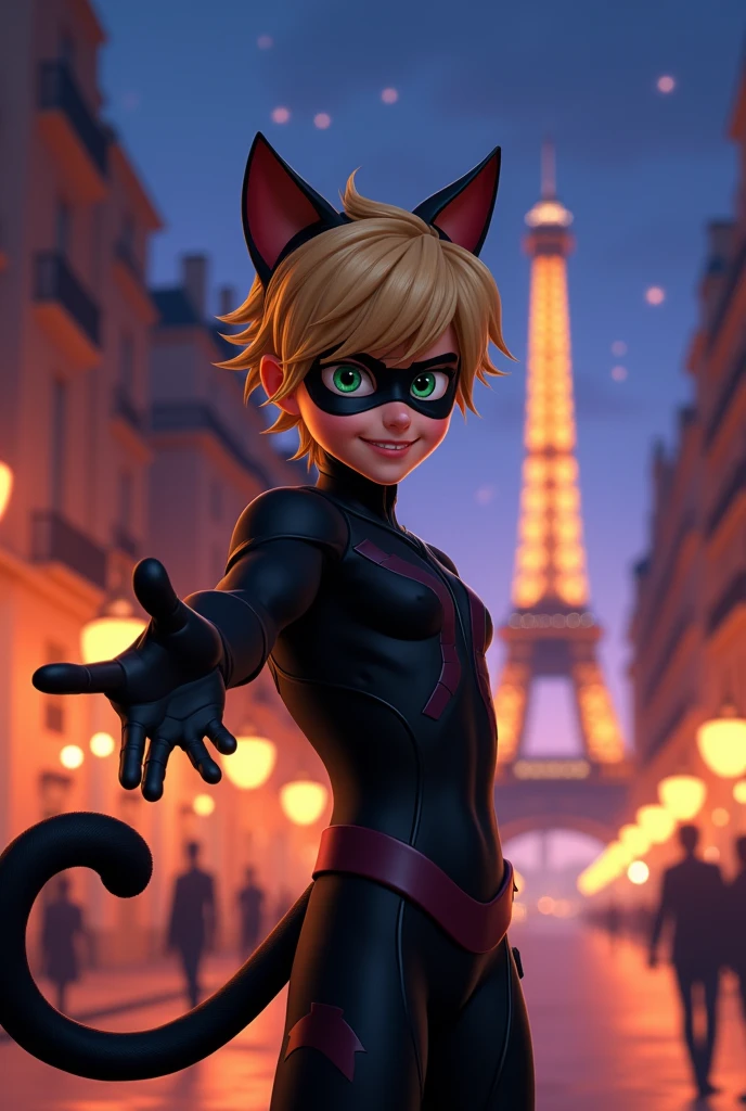create the character cat noir saying "OK, be my girlfriend"