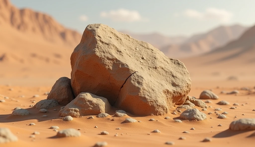 generate a image of small desert  stone     close view 