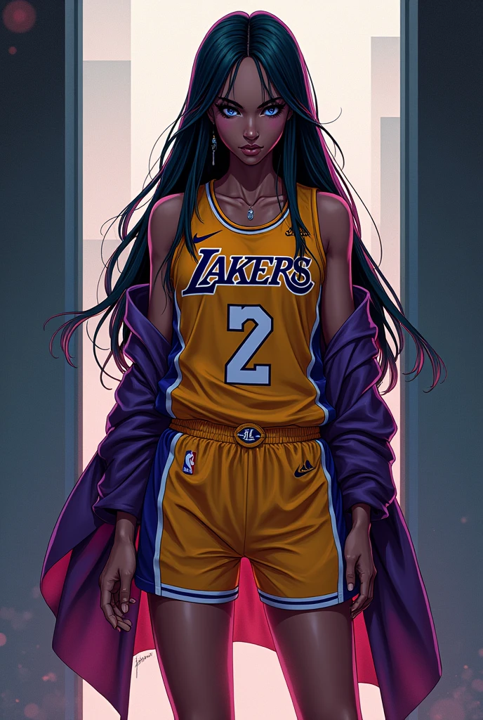 Makima wearing lakers jersey