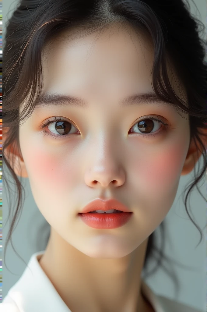 dressed, (photo realistic:1.4), (hyper realistic:1.4), (realistic:1.3),, (smoother lighting:1.05), (increase cinematic lighting quality:0.9), 32K,, 1girl,20yo girl, realistic lighting, backlighting, light on face, ray trace, (brightening light:1.2), (Increase quality:1.4),, (best quality real texture skin:1.4), finely detailed eyes, finely detailed face, finely quality eyes,, (tired and sleepy and satisfied:0.0), face closeup, t-shirts,, (Increase body line mood:1.1), (Increase skin texture beauty:1.1)