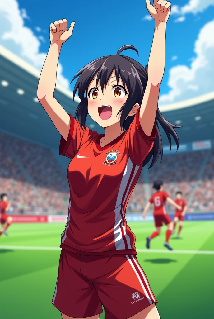 Female Isagi Yoichi cheering for Bachira