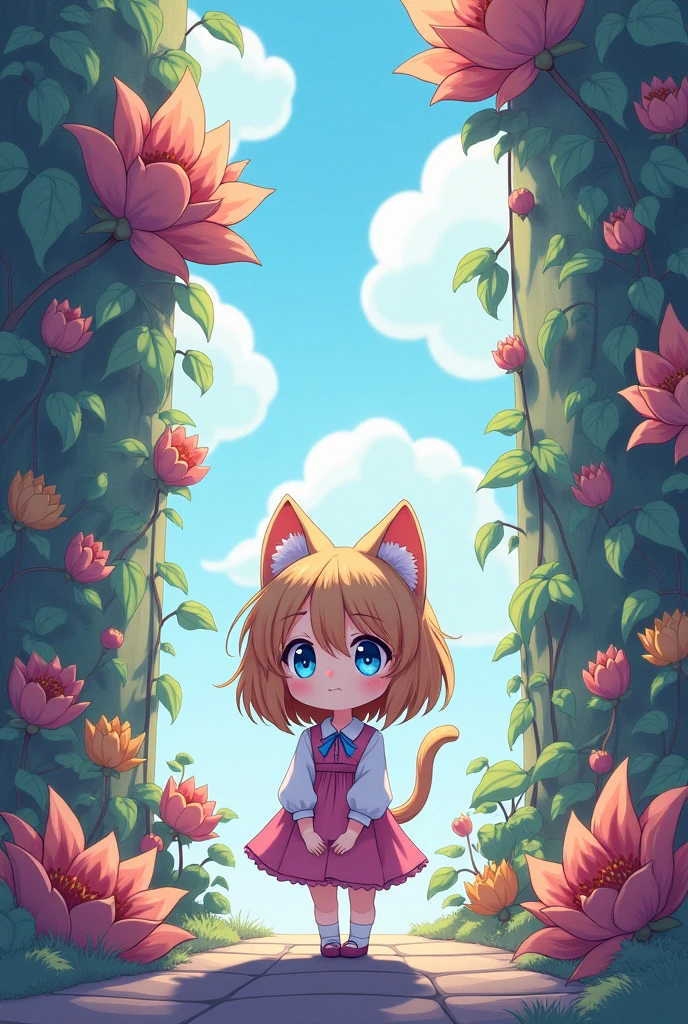 (Animation japonaise:1.2),illustration,2j,detailed overviews,superior quality, Meilleure qualité d'image,(Surprisingly absurd:1.2),(head of'artwork:1.2), CASSER,CASSER,(slanting eyes), blue eye, fille oreilles de chat,cute shy,CASSER,chibi,Personnage Chibi