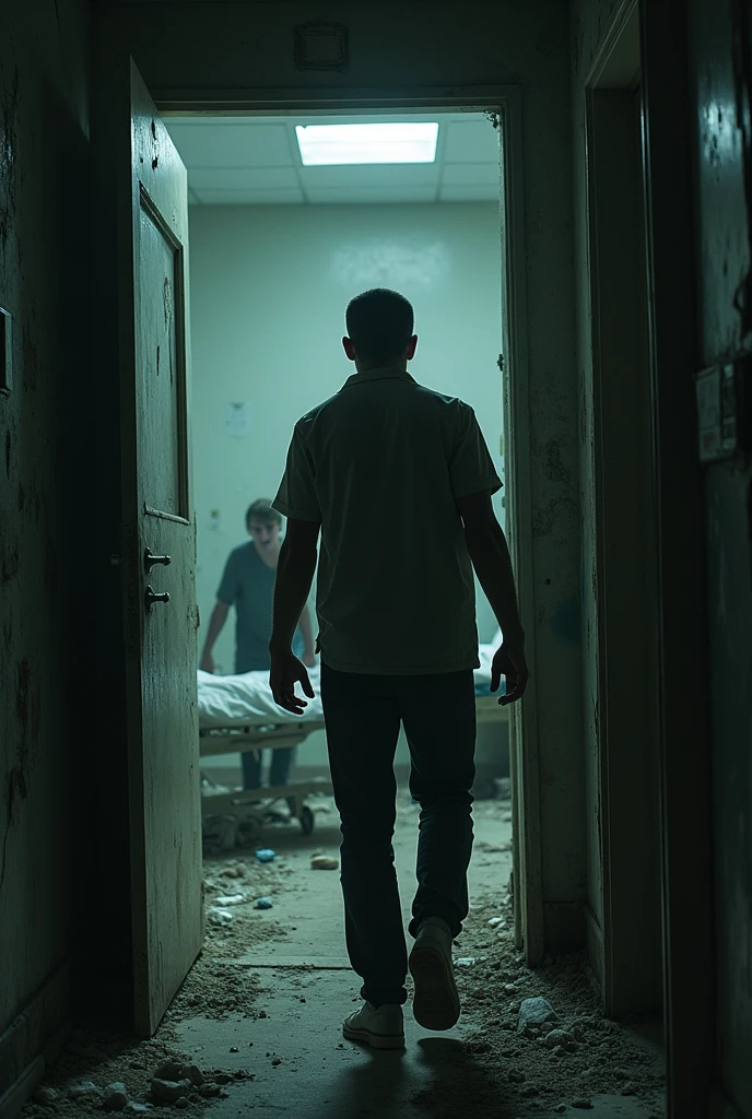 Abandoned hospital, man finds a survivor in a room